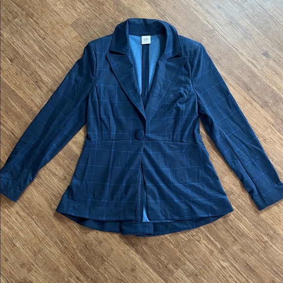 CABI Sunset Kiss Navy Windowpane Ponte Blazer Sz 8 - Picture 4 of 9